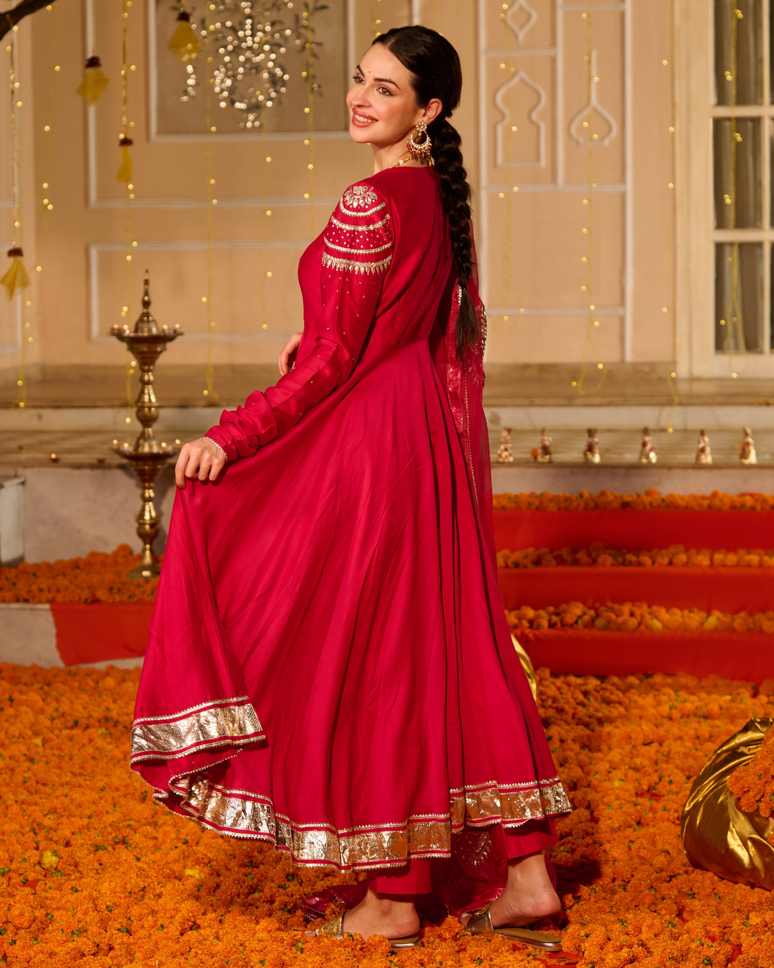 Jyoti Pink Solid Chanderi Suit Set