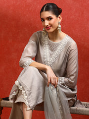 Floral Embroidered Straight Kurta & Trousers Sets