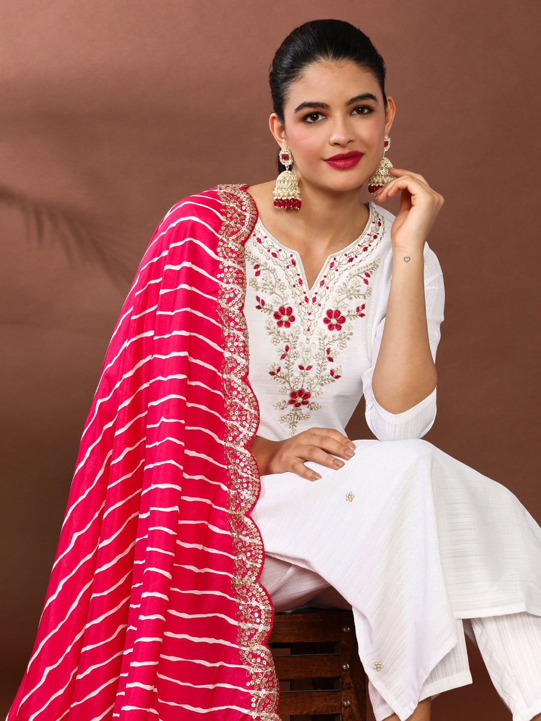 Floral Embroidered Kurta & Trousers Sets