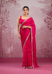 Rani Pink Mirrorwork Georgette Saree