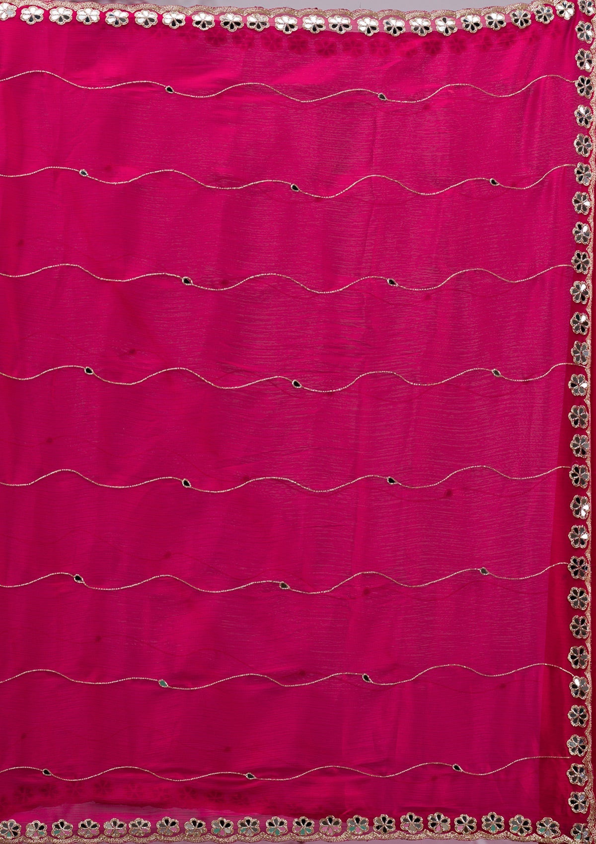 Rani Pink Mirrorwork Georgette Saree