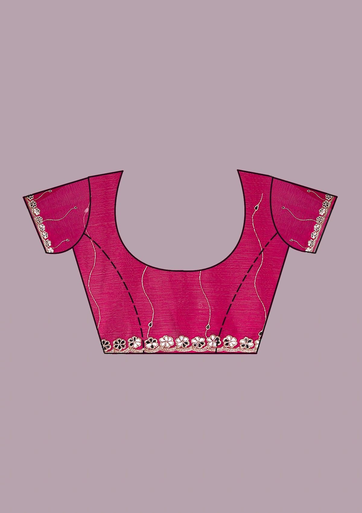 Rani Pink Mirrorwork Georgette Saree