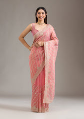 Pink Zariwork Art Silk Saree
