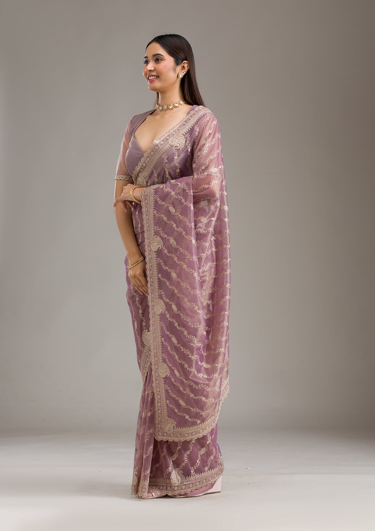 Purple Zariwork Art Silk Saree