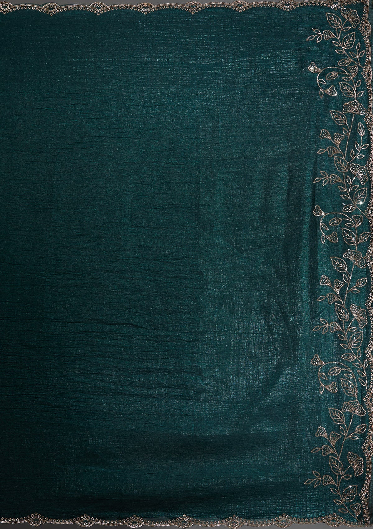 Teal Green Stonework (Gold) Georgette Saree