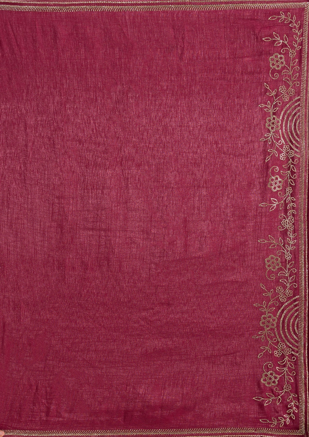Maroon Stonework (Gold) Tissue Saree