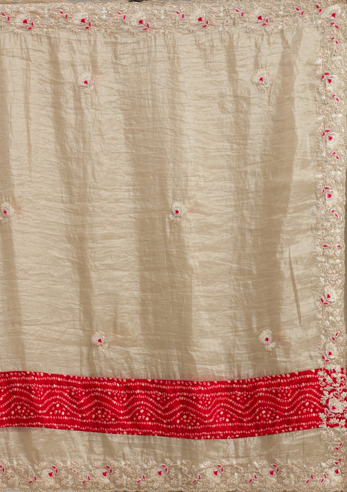 Beige Zariwork (Gold) Organza Saree