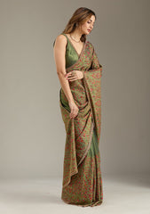 Green Kashmiri Tissue Saree