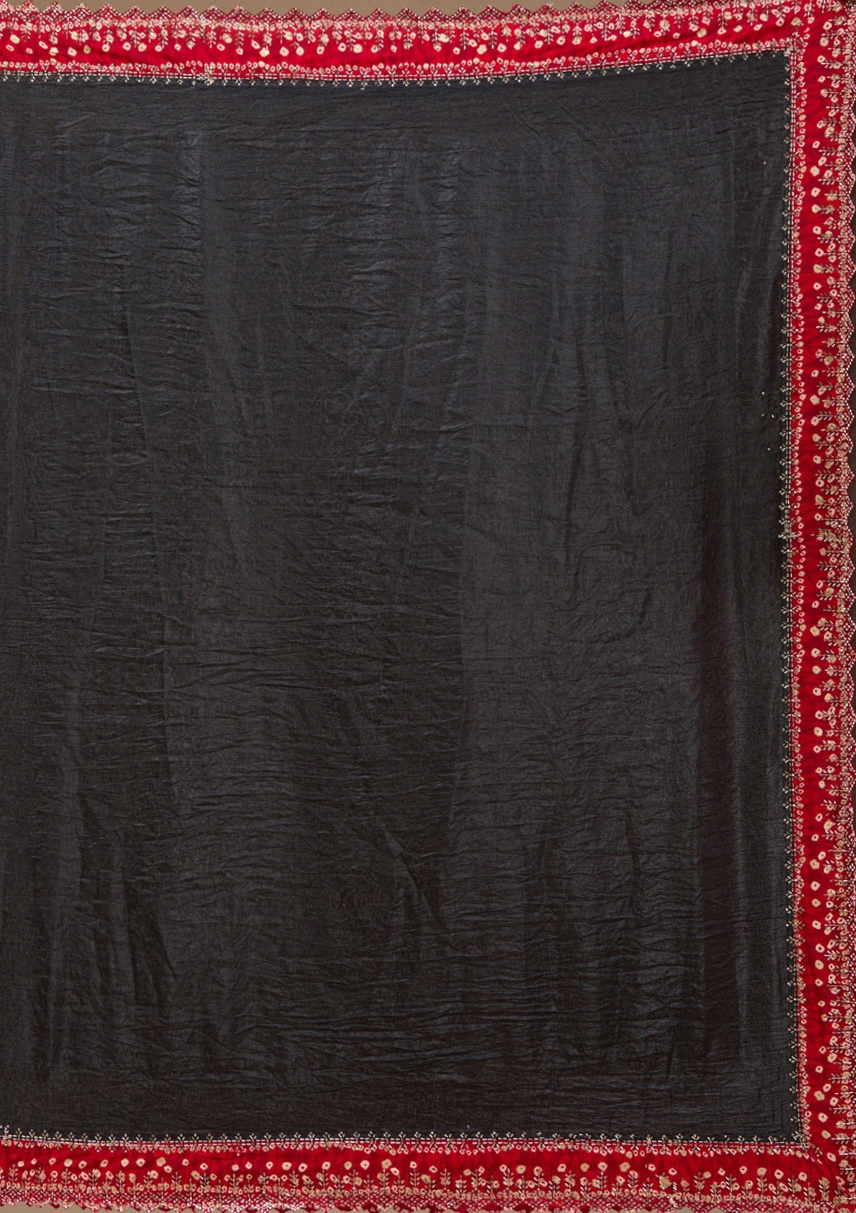 Black Printed Satin Saree