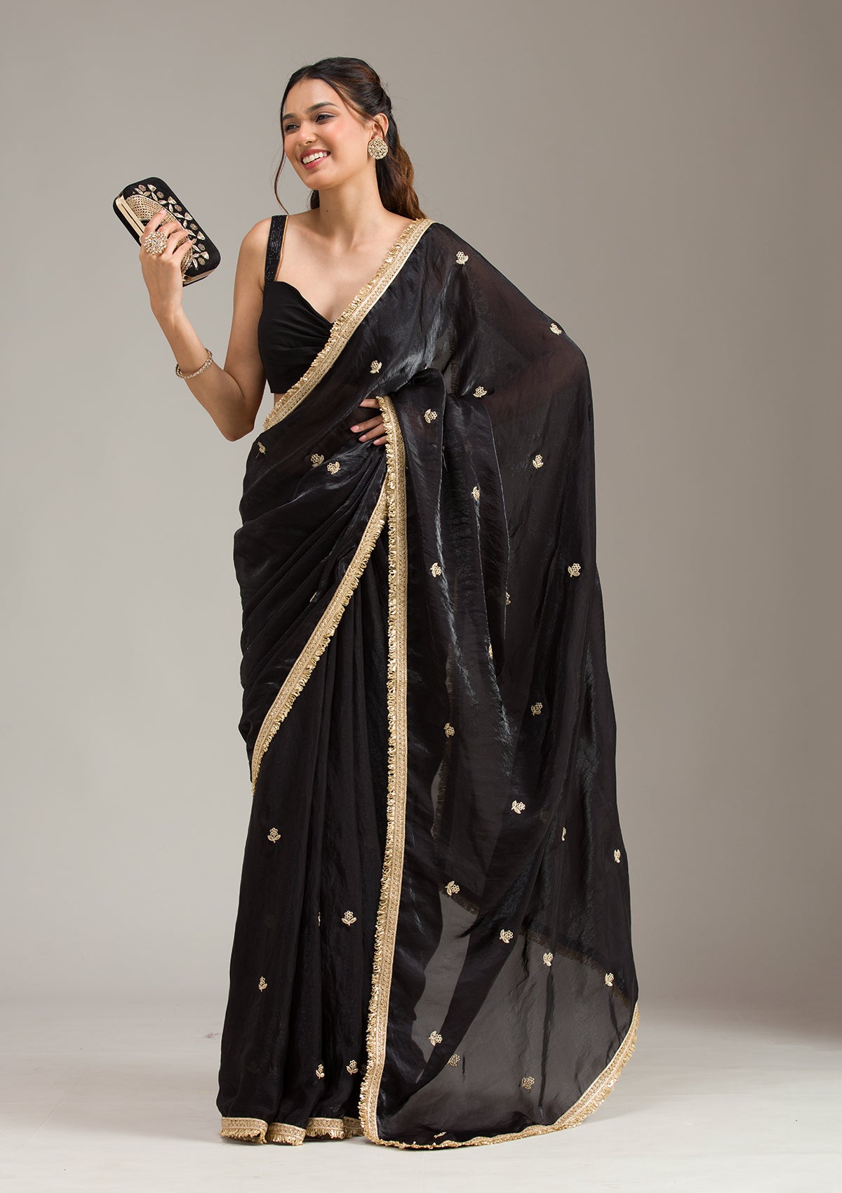 Black Stonework (Gold) Georgette Saree