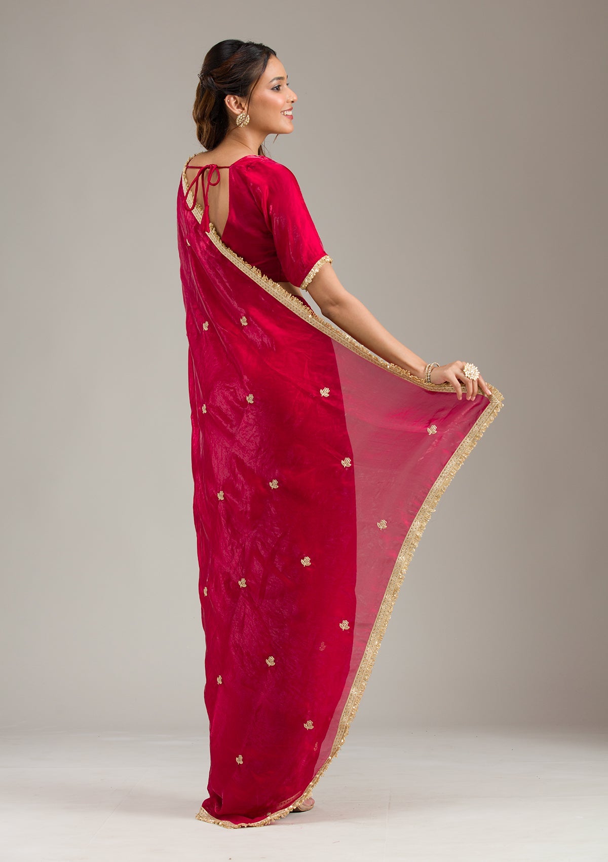Maroon Zariwork Tissue Saree