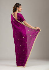 Wine Stonework (Gold) Tissue Saree