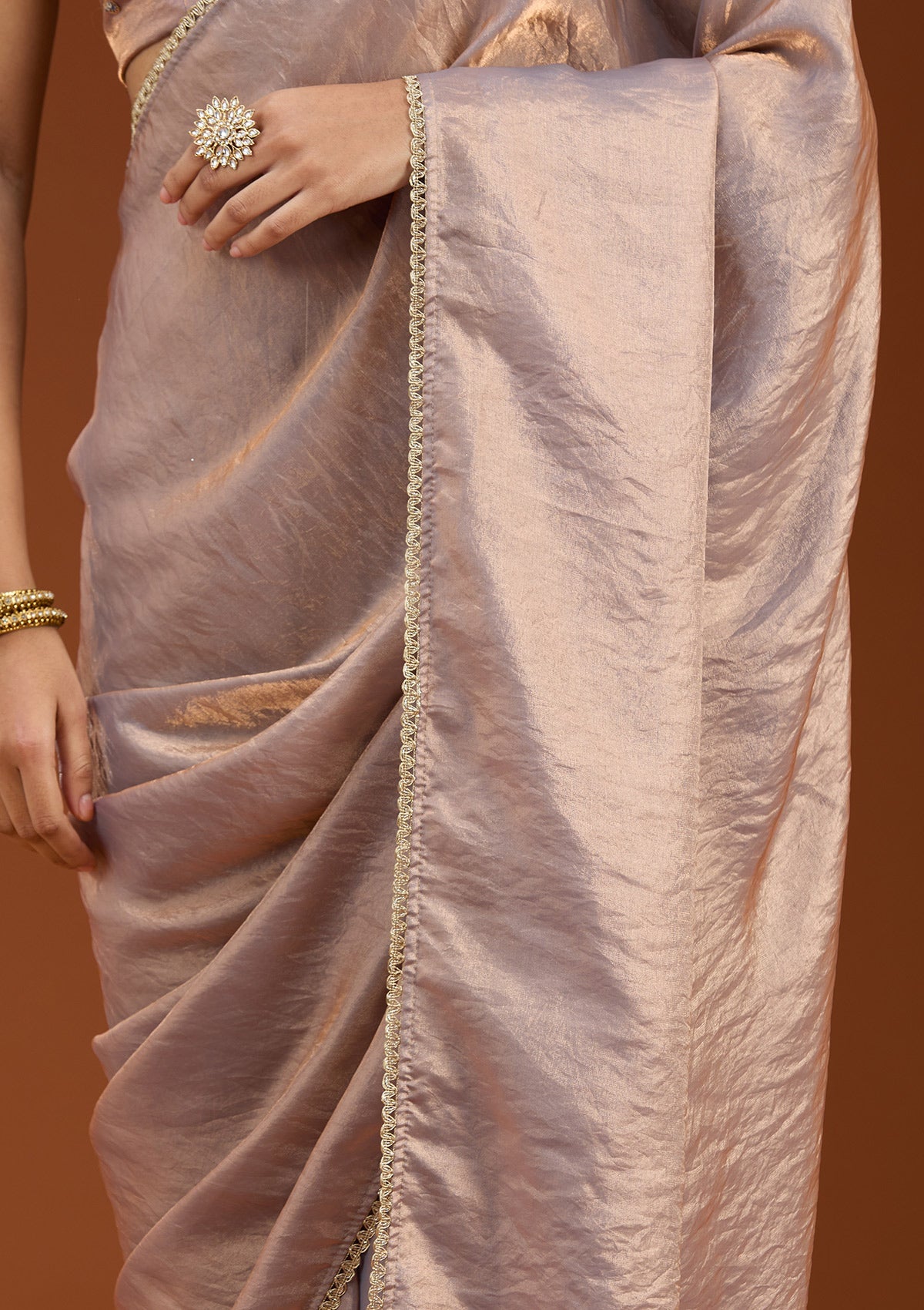 Grey Sequins Organza Saree