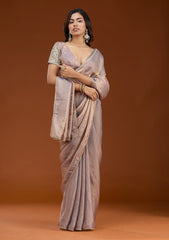 Grey Sequins Organza Saree