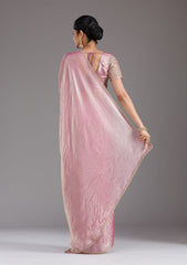 Onion Pink Sequins Organza Saree