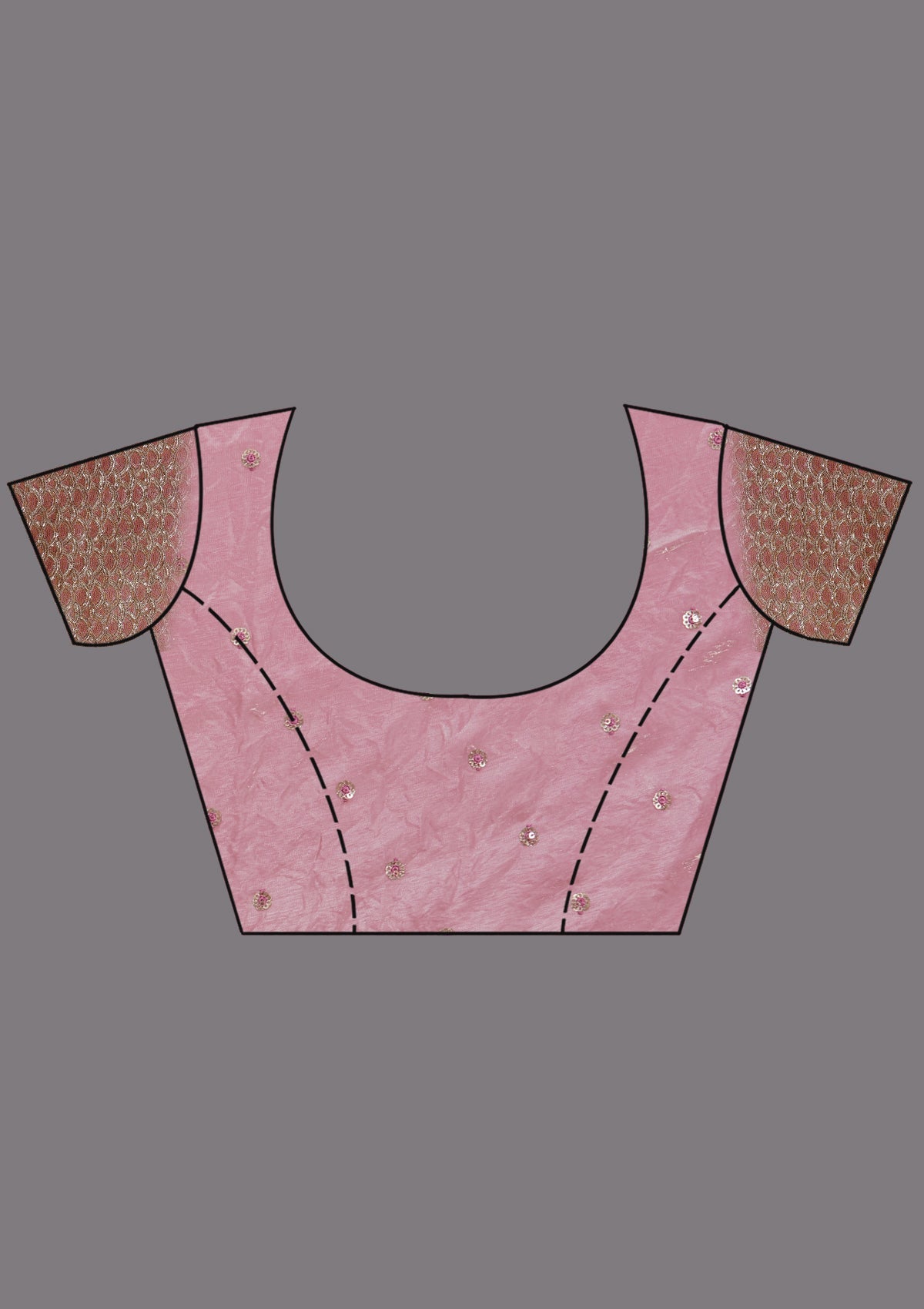 Onion Pink Sequins Organza Saree