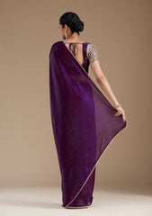 Purple Sequins Tissue Saree
