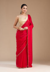 Red Sequins Tissue Saree