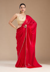 Red Sequins Tissue Saree