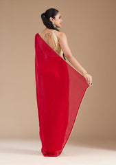 Red Sequins Tissue Saree