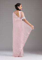 Baby Pink Pearlwork Tissue Saree