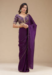 Purple Sequins Tissue Saree