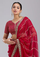 Rani Pink Sequins Georgette Saree