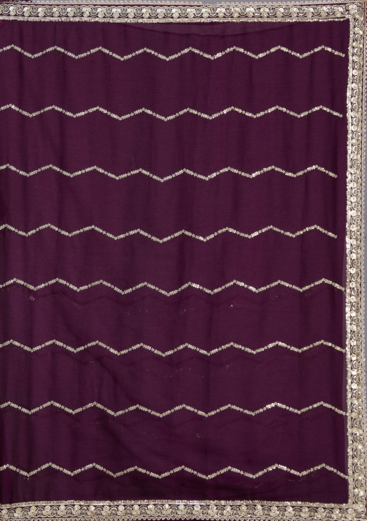 Wine Sequins Georgette Saree