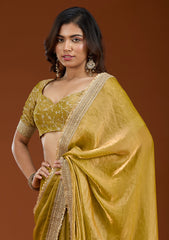 Mustard Zariwork (Gold) Tissue Saree