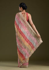 Yellow Sequins Organza Saree