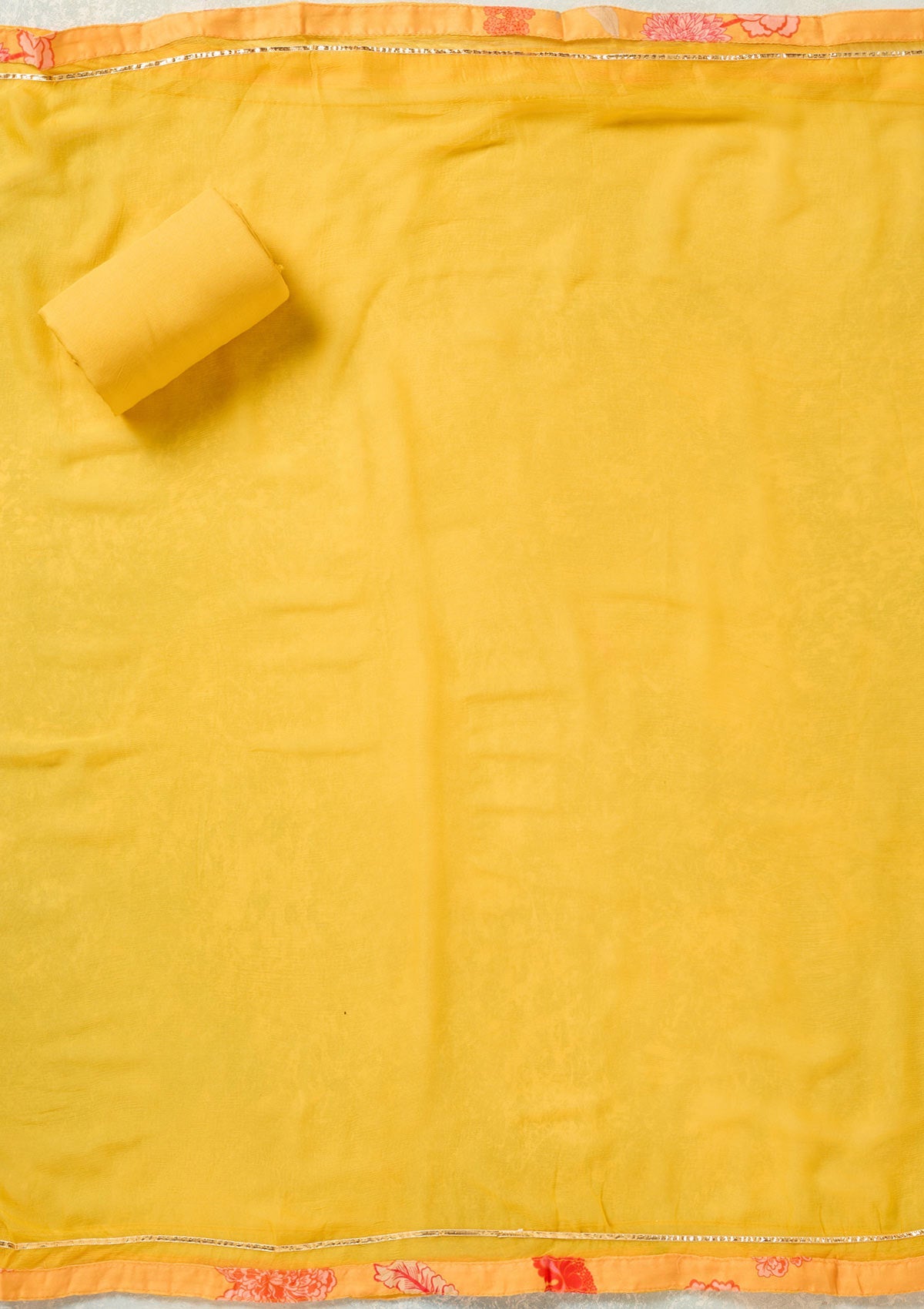 Yellow Zariwork (Gold) Cotton Unstitched Salwar Suit