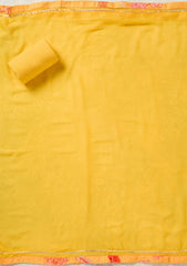 Yellow Zariwork (Gold) Cotton Unstitched Salwar Suit