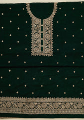 Bottle Green Threadwork Georgette Unstitched Salwar Suit