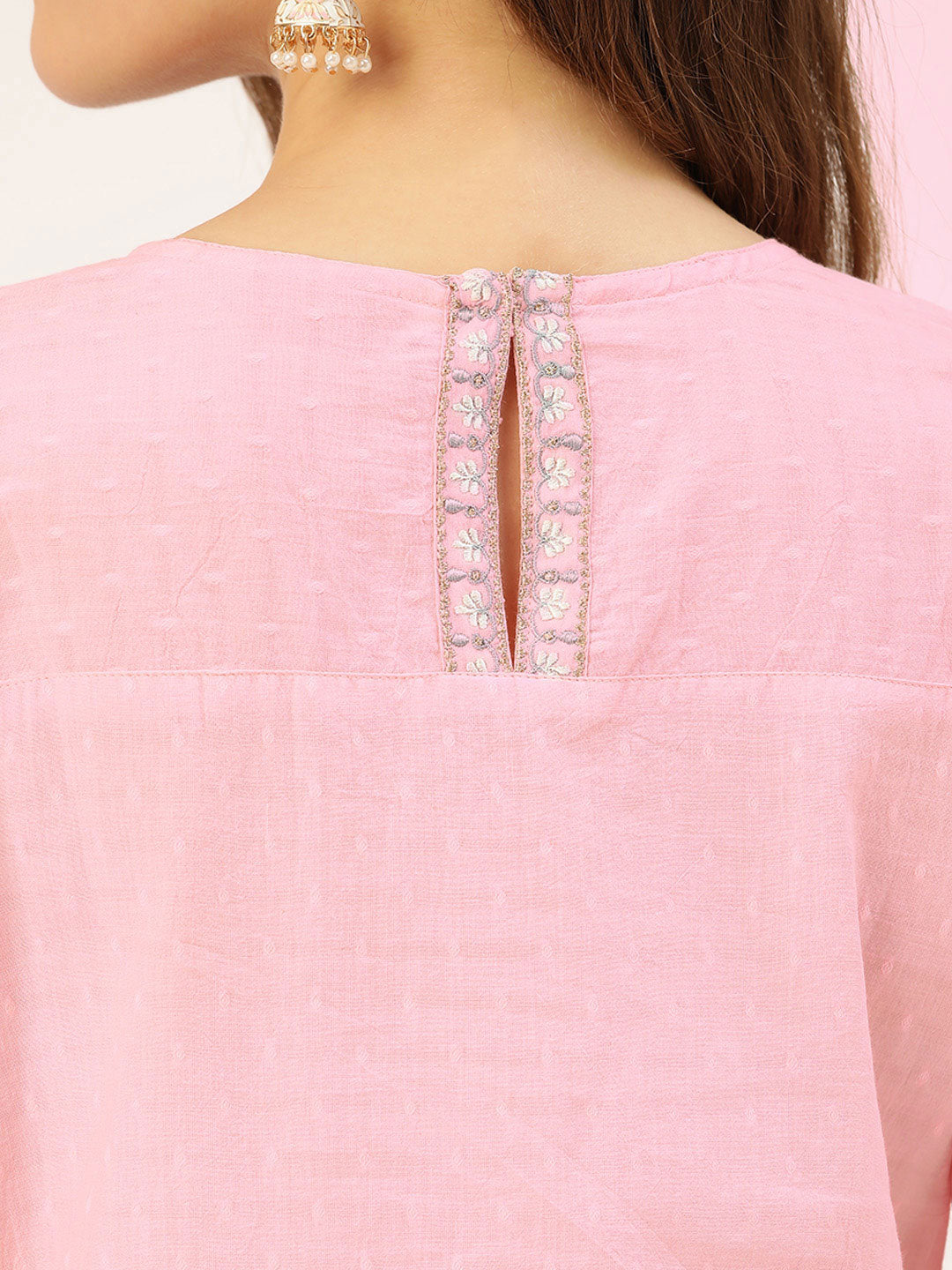 Pink & Grey Printed Straight Kurta With Printed Palazzo And Dupatta