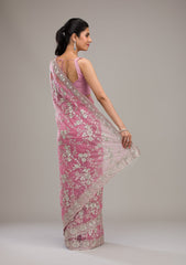Baby Pink Zariwork Tissue Saree