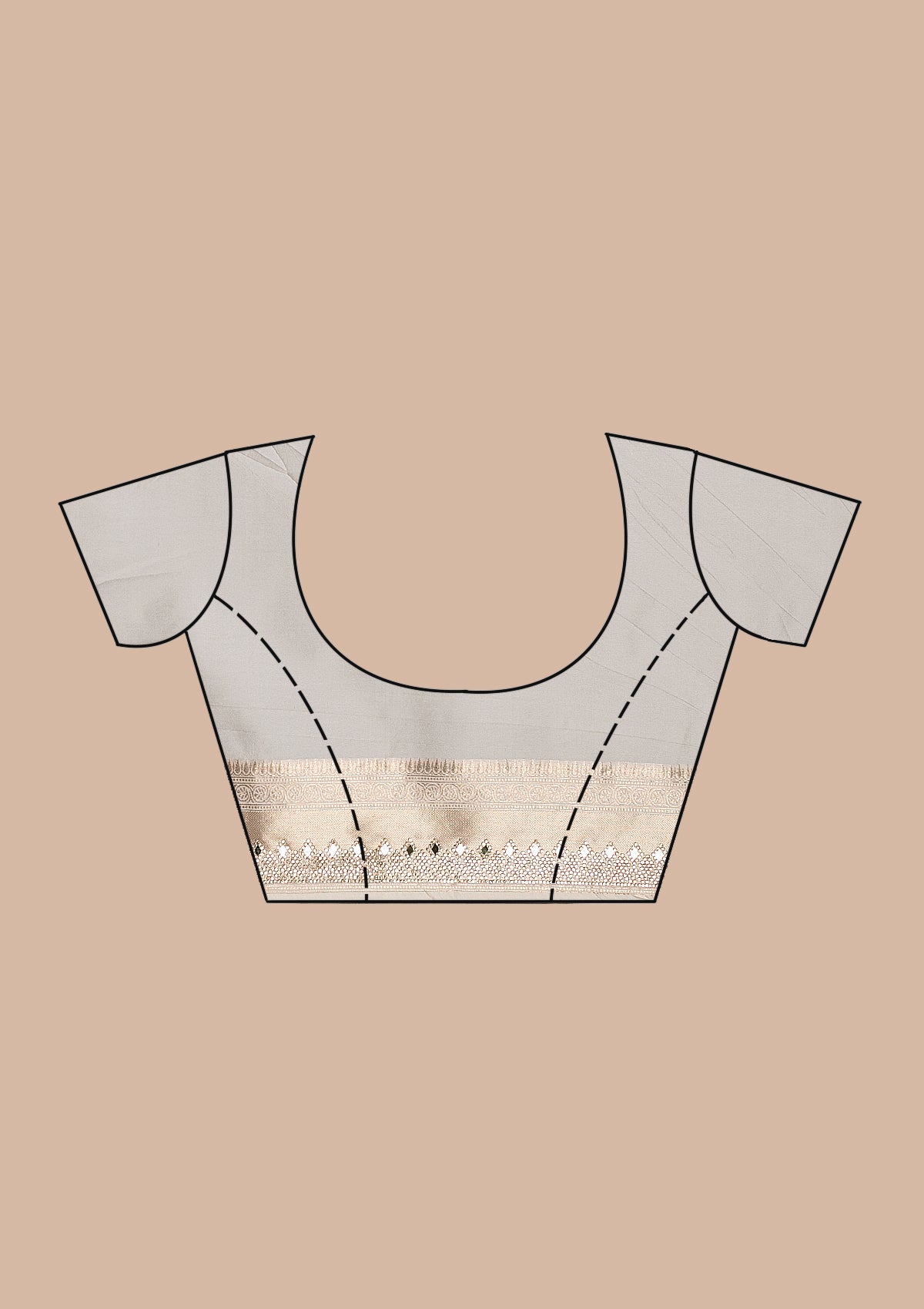 Beige Mirrorwork Silk Saree