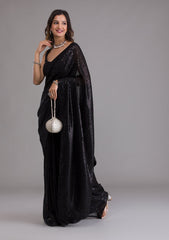 Black Sequins Georgette Designer Saree