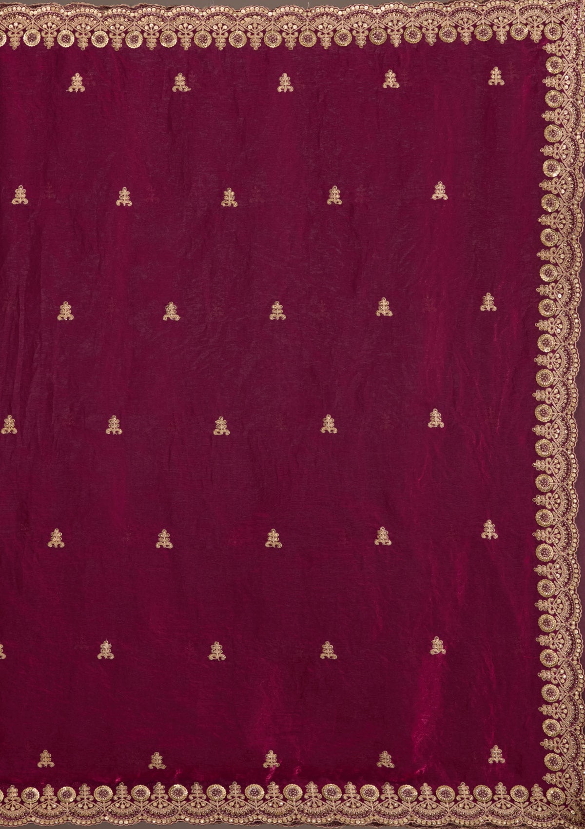 Dark Maroon Zariwork Tissue Saree