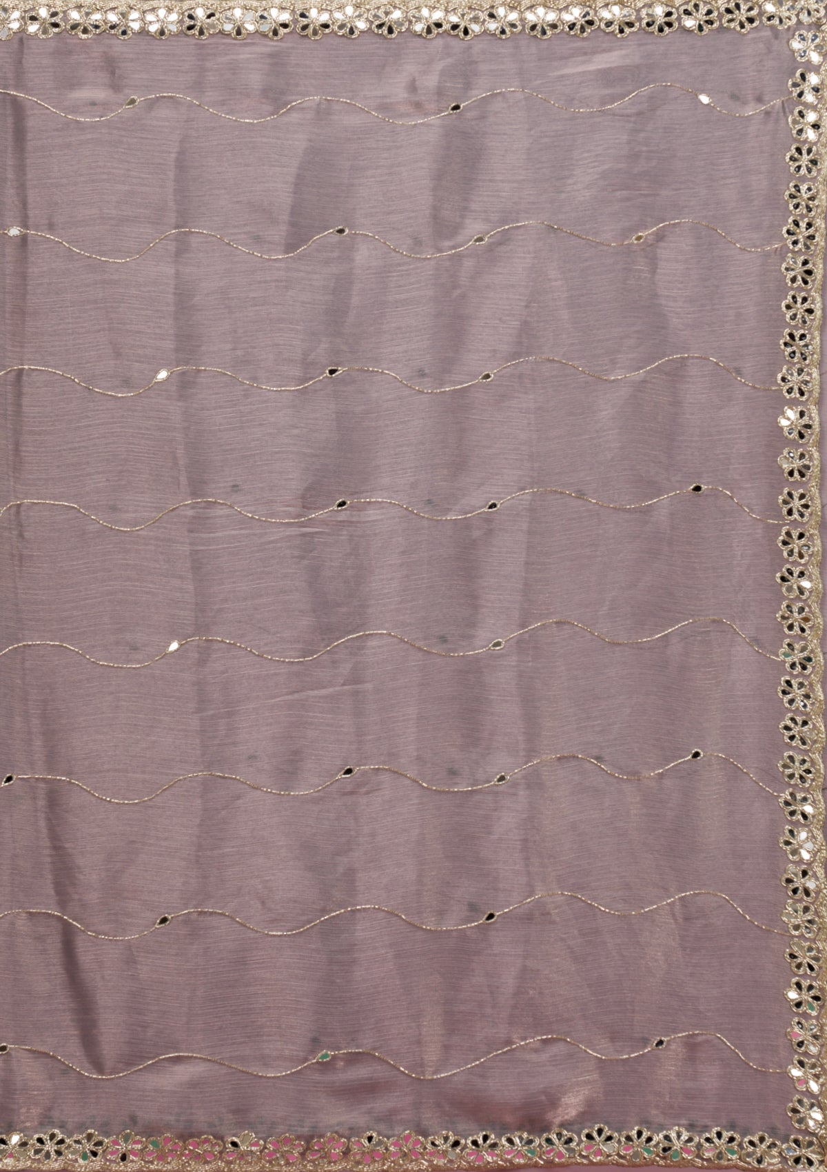 Grey Mirrorwork Tissue Saree