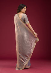 Grey Threadwork Tissue Saree