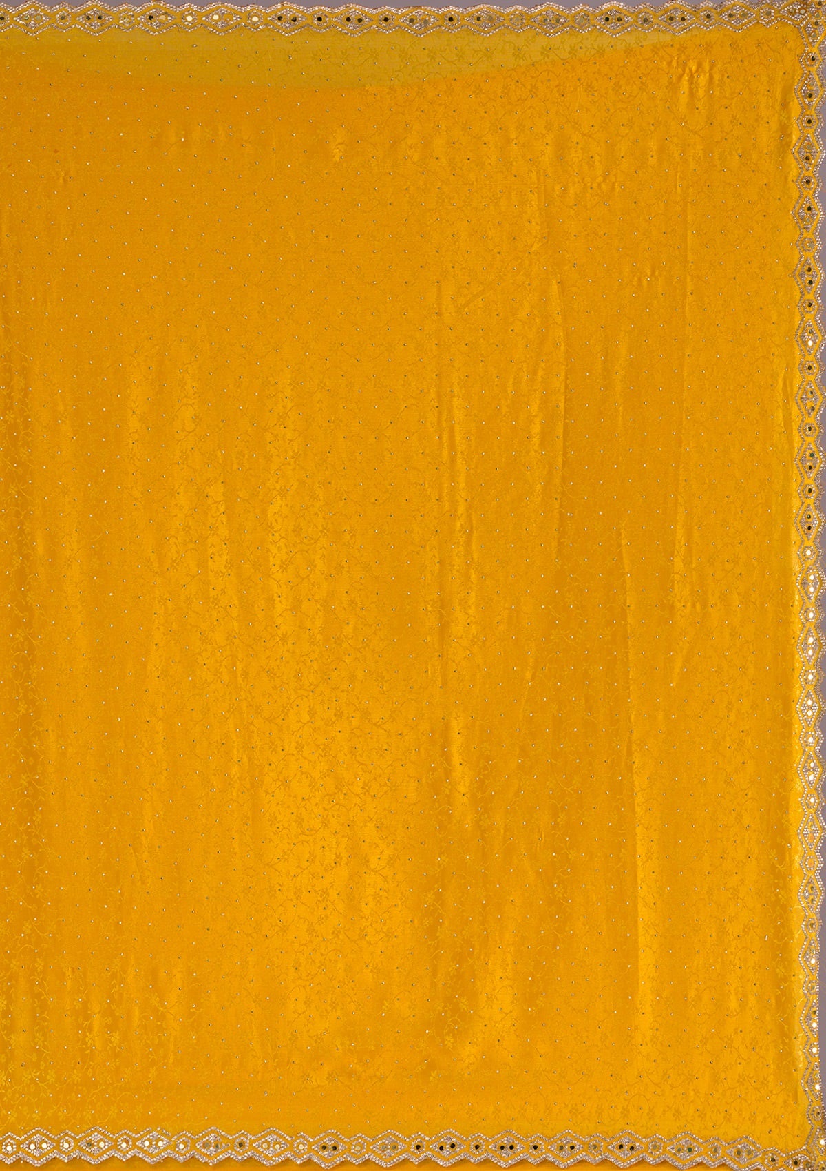 Mustard Stonework Semi Crepe Saree