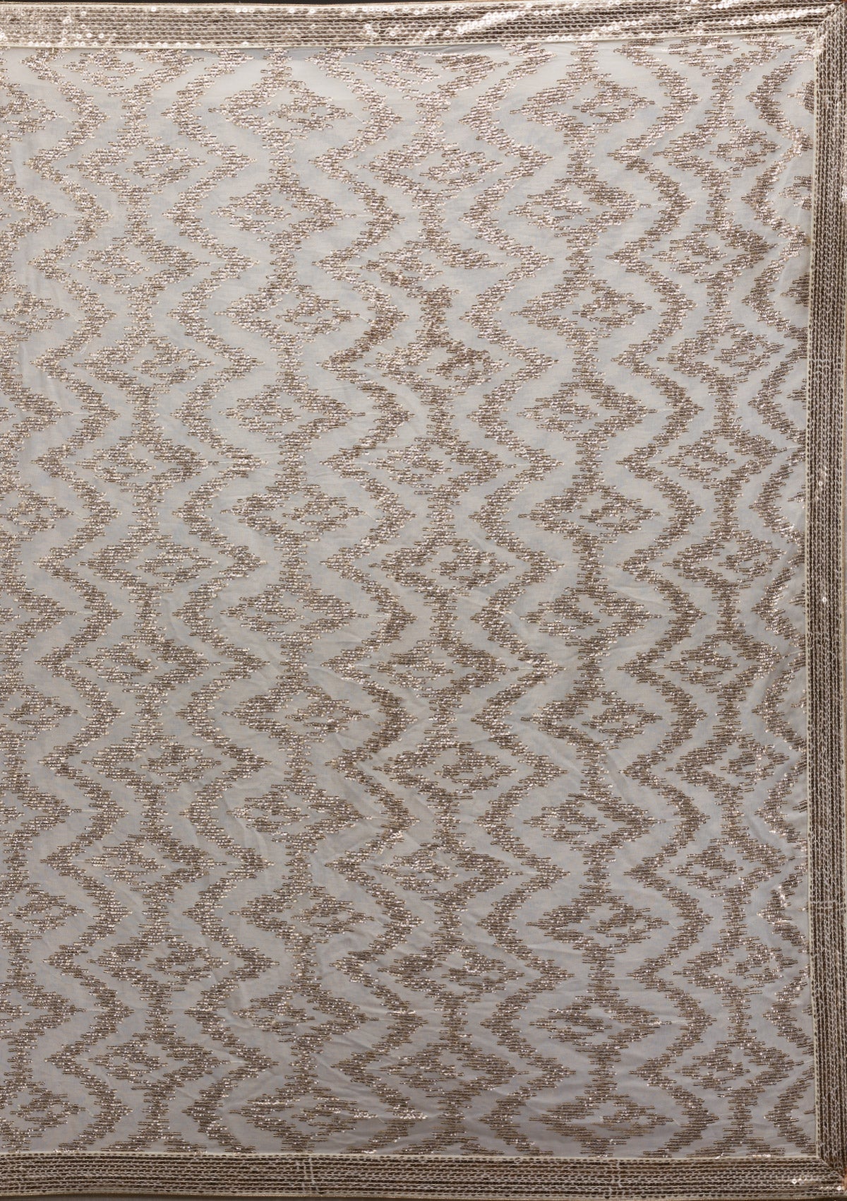 Off White Sequins Georgette Saree