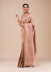 Onion Pink Mirrorwork Silk Saree