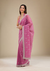 Onion Pink Zariwork Tissue Saree