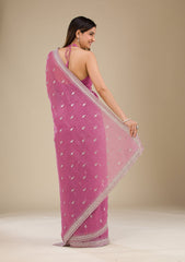 Onion Pink Zariwork Tissue Saree