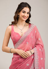Pink Zariwork Tissue Saree
