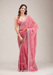 Pink Zariwork Tissue Saree
