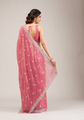 Pink Zariwork Tissue Saree