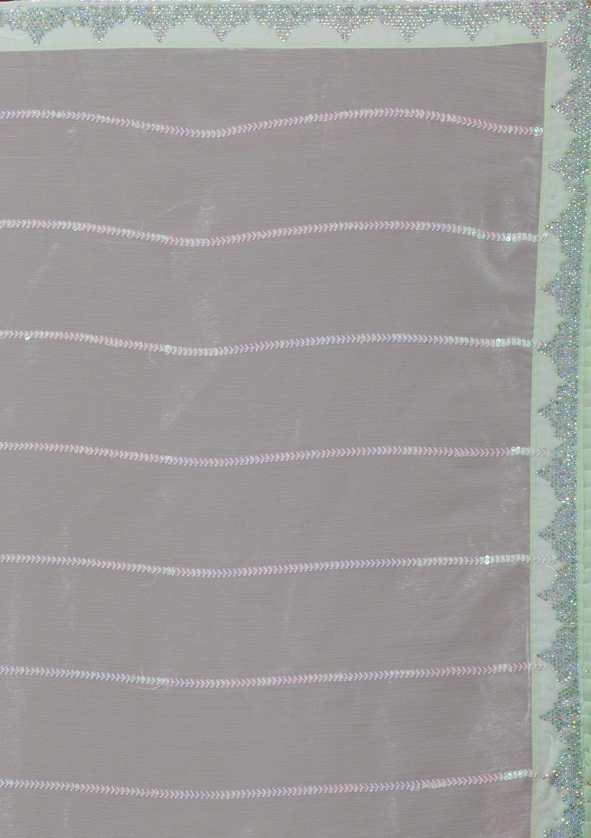 Pista Green Sequins Chiffon Designer Saree