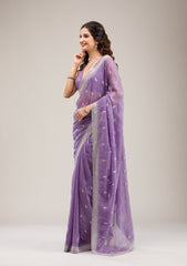 Purple Zariwork Tissue Saree